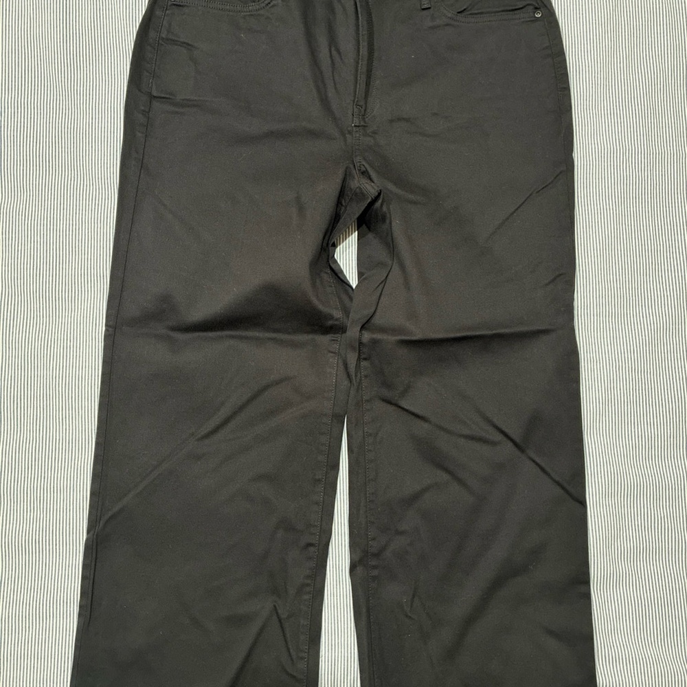 NYDJ Jeans Womens 14W Black Wide Leg Mid Rise Stretch Denim Lift Tuck